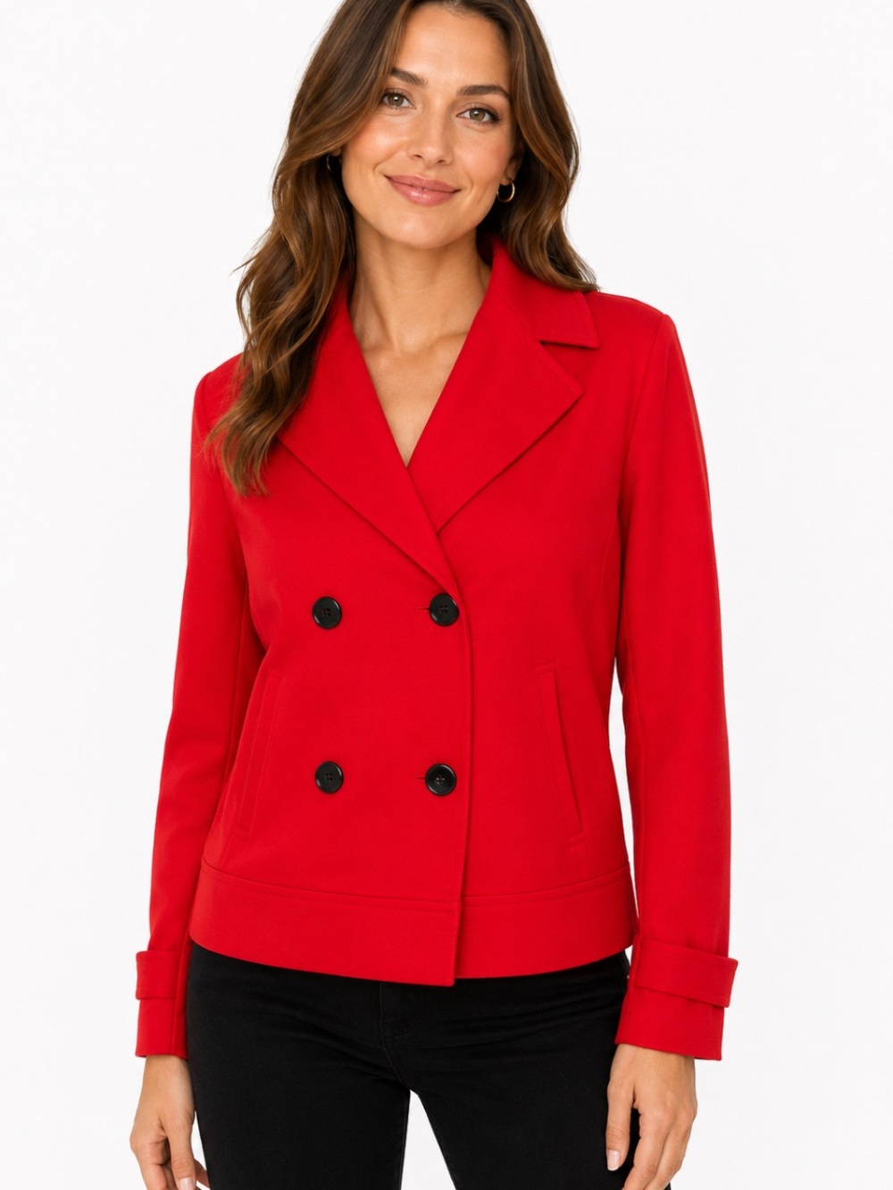 BANANA REPUBLIC Red Double-Breasted Cropped Length Blazer Jacket S NWOT